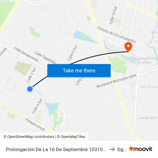 Prolongación De La 16 De Septiembre 10310sn to Dgie map