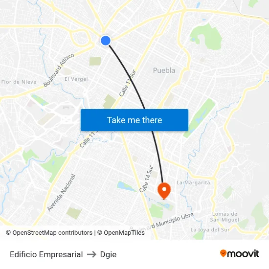 Edificio Empresarial to Dgie map