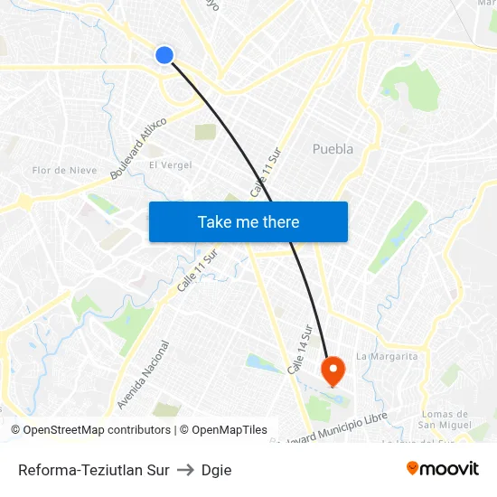 Reforma-Teziutlan Sur to Dgie map