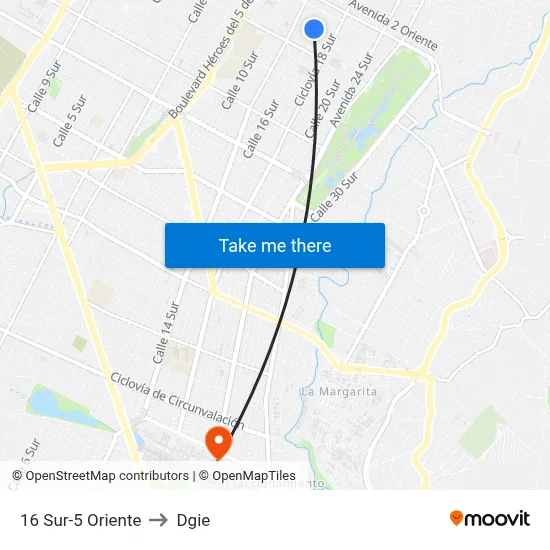 16 Sur-5 Oriente to Dgie map