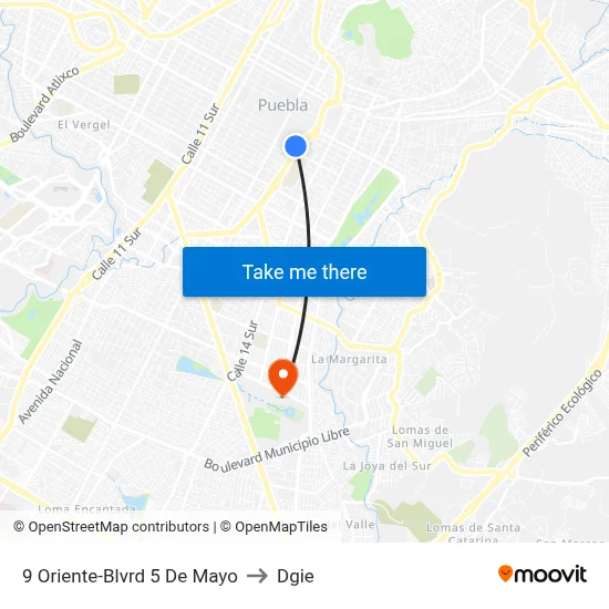 9 Oriente-Blvrd 5 De Mayo to Dgie map