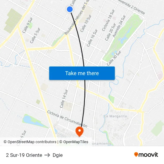 2 Sur-19 Oriente to Dgie map
