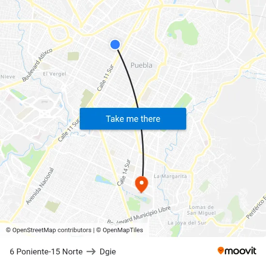 6 Poniente-15 Norte to Dgie map