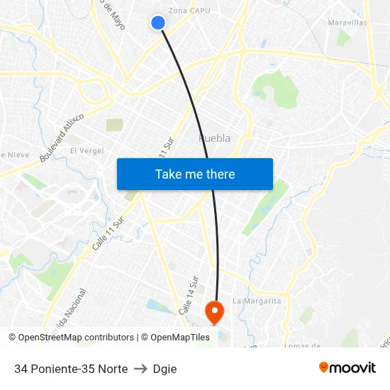 34 Poniente-35 Norte to Dgie map