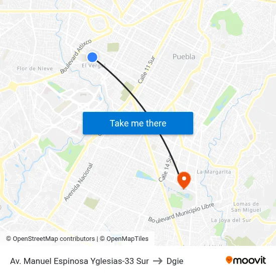 Av. Manuel Espinosa Yglesias-33 Sur to Dgie map