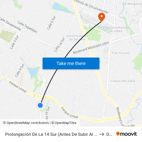 Prolongación De La 14 Sur (Antes De Subir Al Puente) to Dgie map