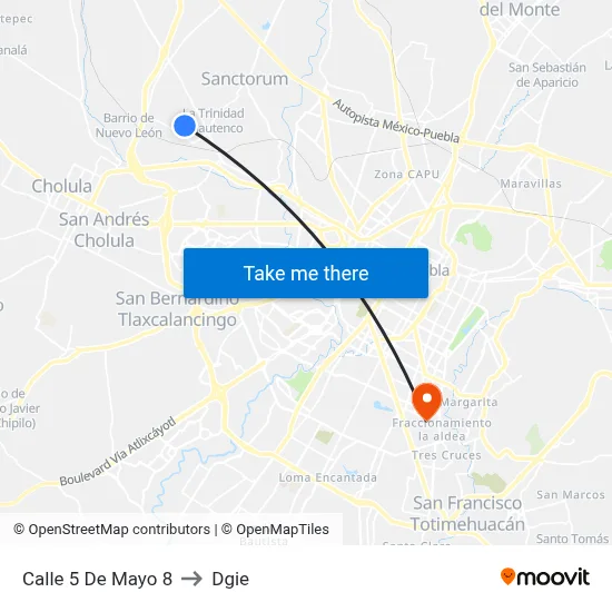 Calle 5 De Mayo 8 to Dgie map