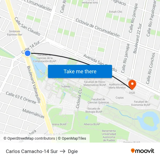Carlos Camacho-14 Sur to Dgie map