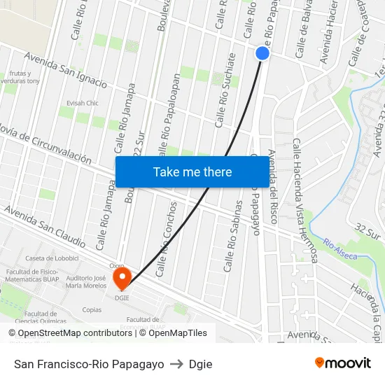 San Francisco-Rio Papagayo to Dgie map