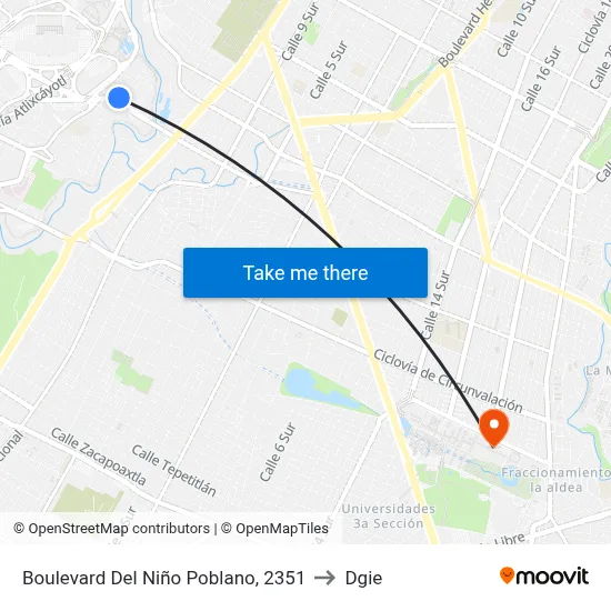 Boulevard Del Niño Poblano, 2351 to Dgie map