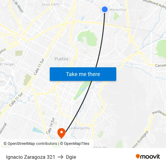 Ignacio Zaragoza 321 to Dgie map