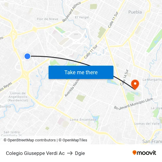 Colegio Giuseppe Verdi Ac to Dgie map