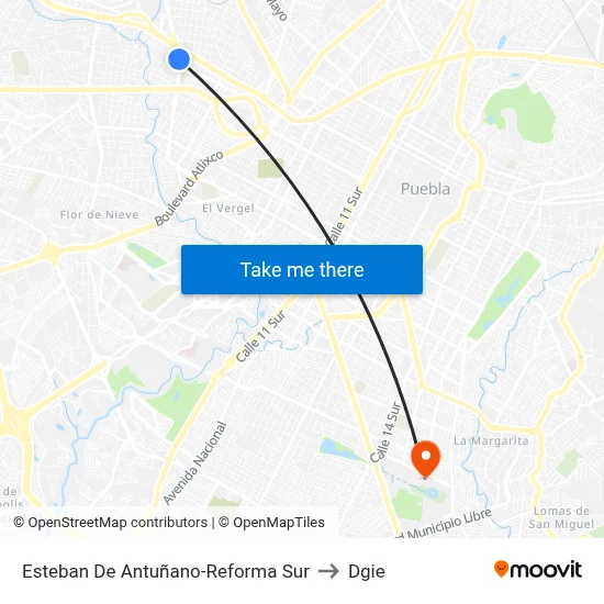 Esteban De Antuñano-Reforma Sur to Dgie map