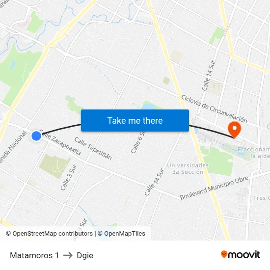 Matamoros 1 to Dgie map