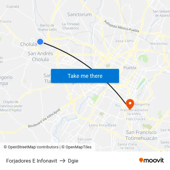 Forjadores E Infonavit to Dgie map
