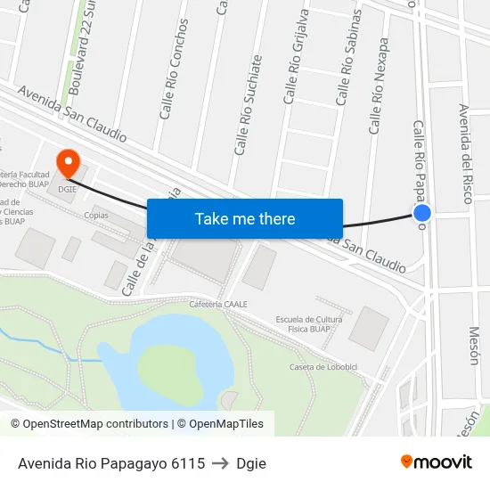 Avenida Rio Papagayo 6115 to Dgie map