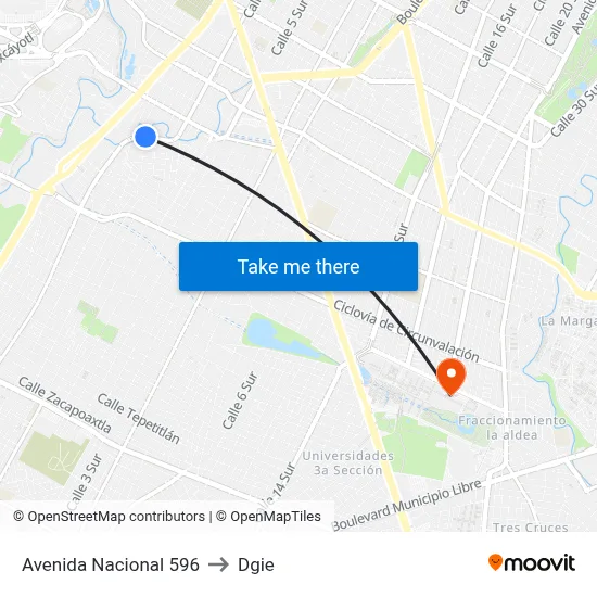 Avenida Nacional 596 to Dgie map