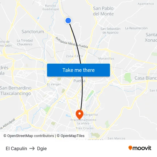 El Capulín to Dgie map