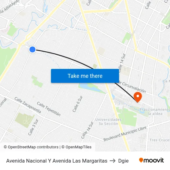 Avenida Nacional Y Avenida Las Margaritas to Dgie map