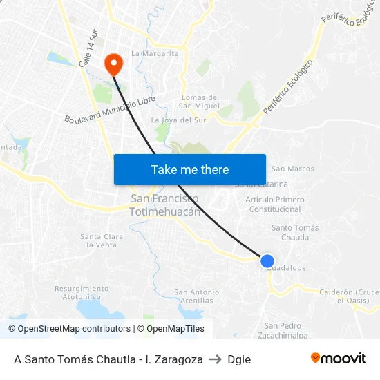 A Santo Tomás Chautla - I. Zaragoza to Dgie map