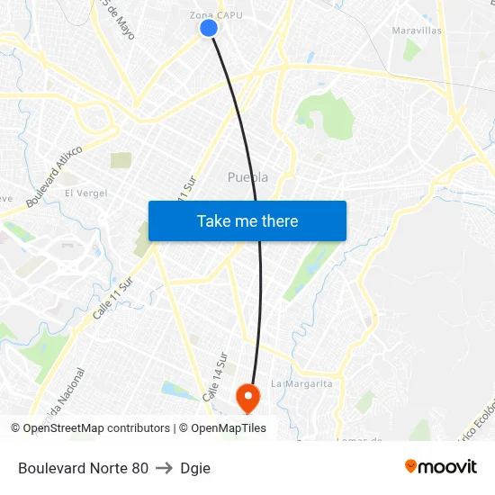 Boulevard Norte 80 to Dgie map