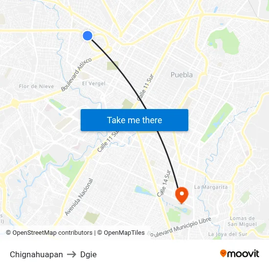 Chignahuapan to Dgie map