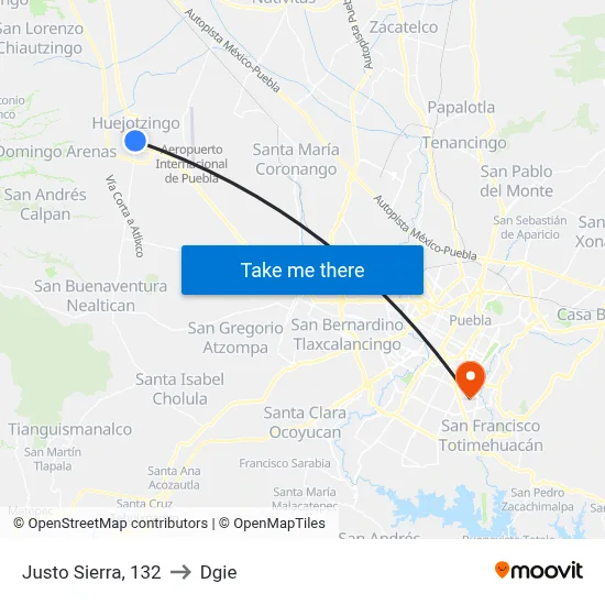 Justo Sierra, 132 to Dgie map
