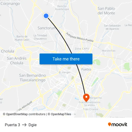 Puerta 3 to Dgie map