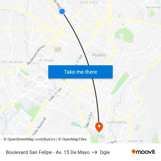 Boulevard San Felipe - Av. 15 De Mayo to Dgie map