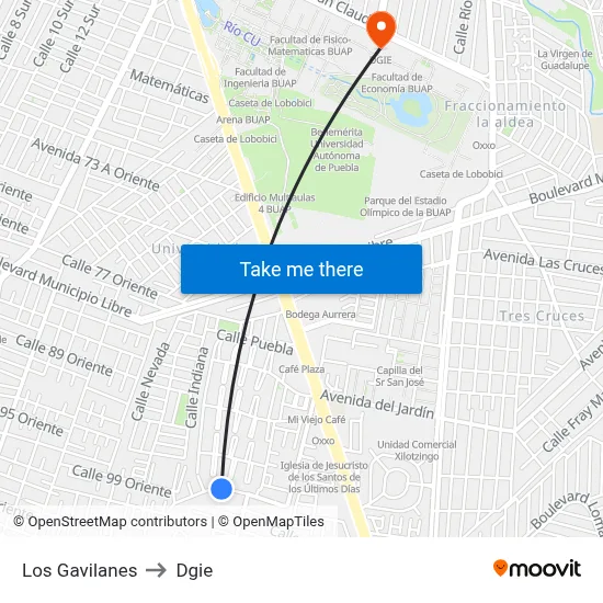 Los Gavilanes to Dgie map