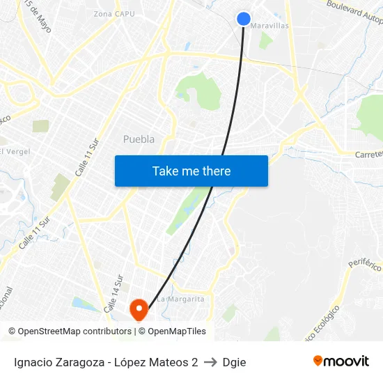 Ignacio Zaragoza - López Mateos 2 to Dgie map