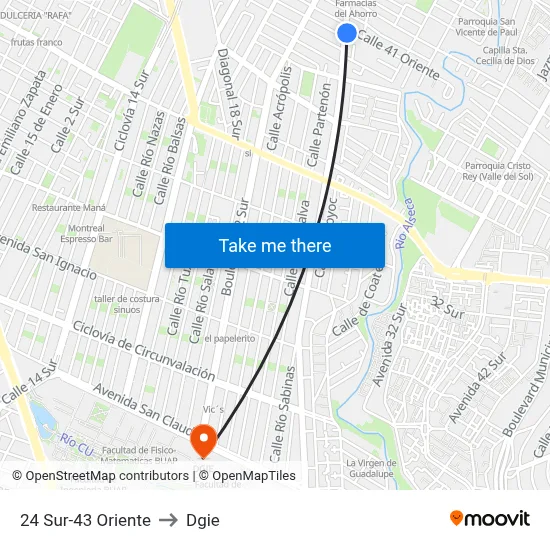 24 Sur-43 Oriente to Dgie map