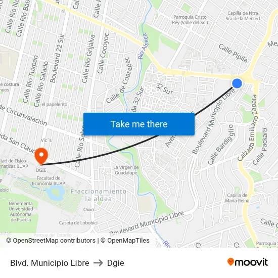 Blvd. Municipio Libre to Dgie map