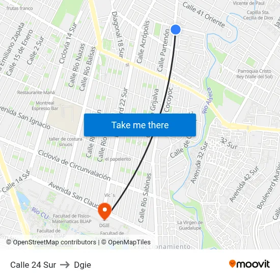 Calle 24 Sur to Dgie map