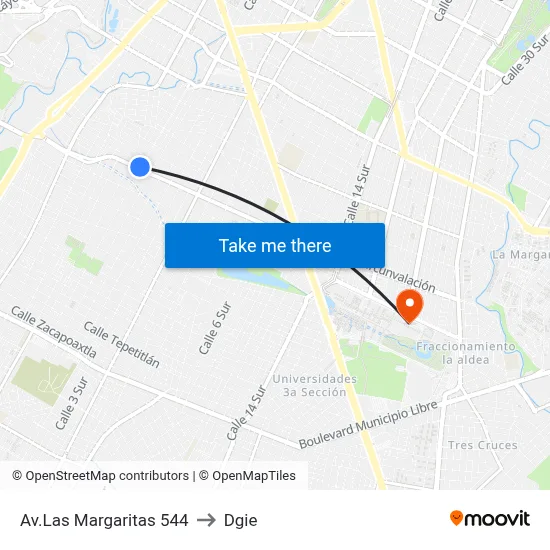 Av.Las Margaritas 544 to Dgie map