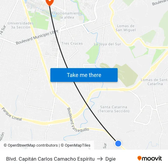 Blvd. Capitán Carlos Camacho Espíritu to Dgie map