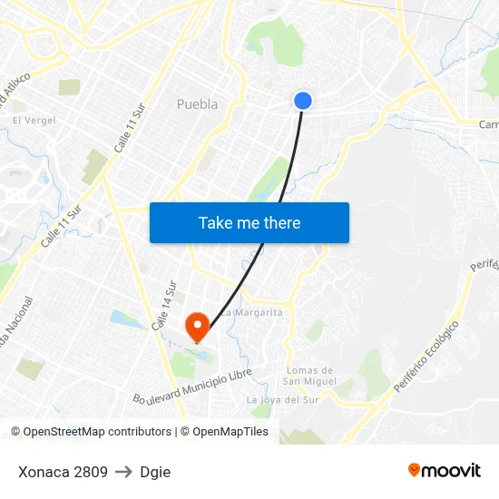 Xonaca 2809 to Dgie map