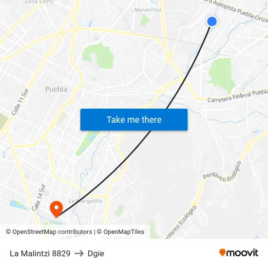 La Malintzi 8829 to Dgie map