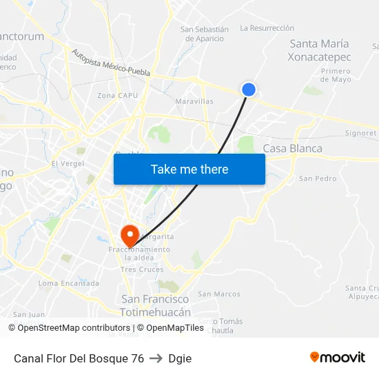 Canal Flor Del Bosque 76 to Dgie map