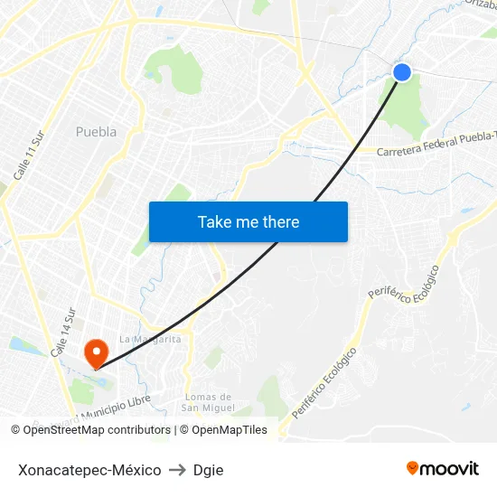 Xonacatepec-México to Dgie map