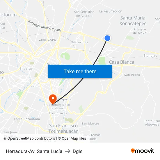 Herradura-Av. Santa Lucía to Dgie map