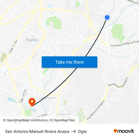 San Antonio-Manuel Rivera Anaya to Dgie map