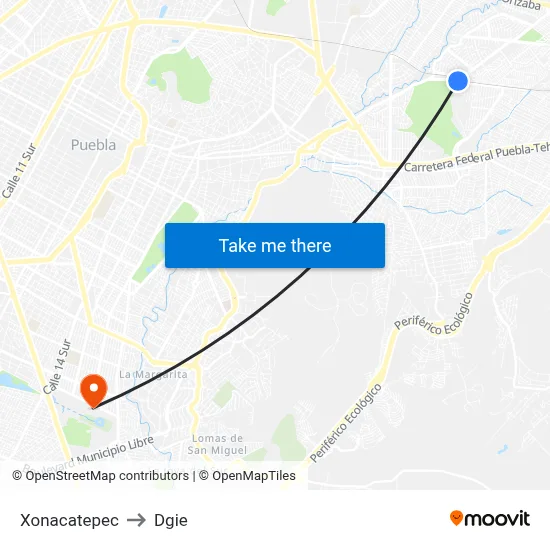 Xonacatepec to Dgie map