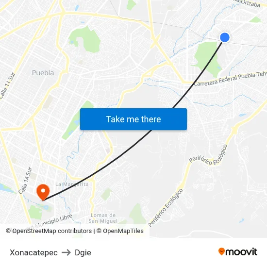 Xonacatepec to Dgie map