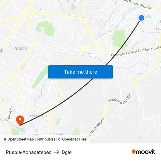 Puebla-Xonacatepec to Dgie map