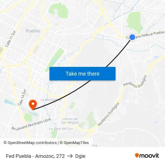 Fed Puebla - Amozoc, 272 to Dgie map