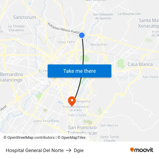 Hospital General Del Norte to Dgie map