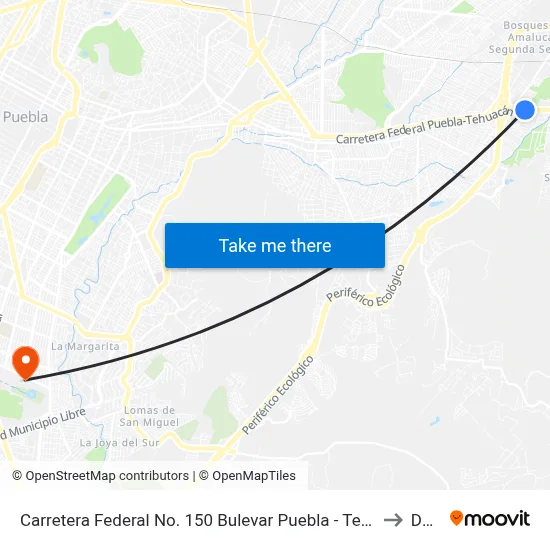 Carretera Federal No. 150 Bulevar Puebla - Tepeaca to Dgie map