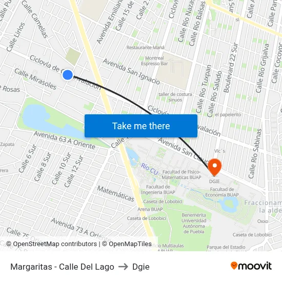 Margaritas - Calle Del Lago to Dgie map