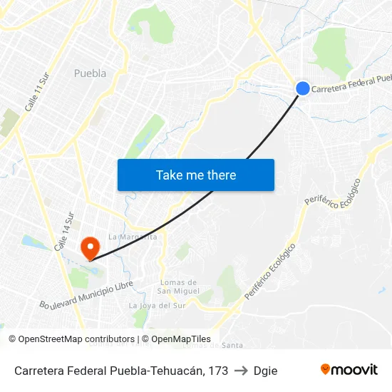 Carretera Federal Puebla-Tehuacán, 173 to Dgie map
